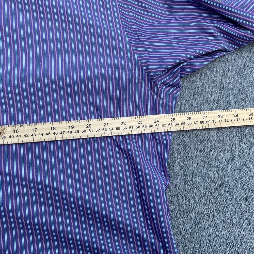Polo Ralph Lauren Estate Shirt Mens 16.5 34 Purple Teal Striped 2-Ply Cotton